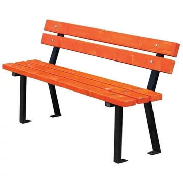 Montreal pad, támlával, acélszerkezettel, tömörfa lécekkel, hossza 1,50 m