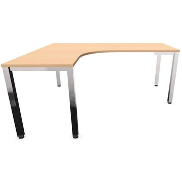 Irodai íróasztal 'L'-alakú, négyszögletes asztallábak, fényes, juhar színű, bal, Sz: 1800 x 1600 mm