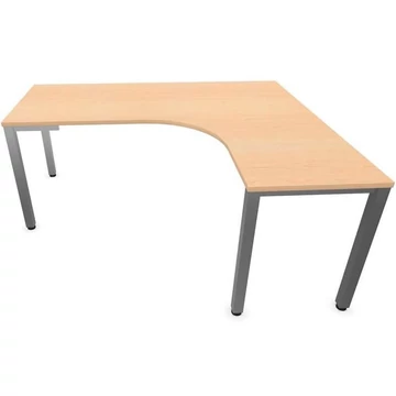 Irodai íróasztal 'L'-alakú, négyszögletes asztallábak, matt, juhar színű, jobb, szélesség: 1800 x 1600 mm