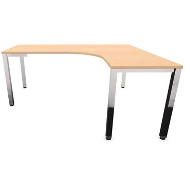 Irodai íróasztal 'L'-alakú, négyszögletes asztallábak, fényes, juhar színű, jobb, szélesség: 1800 x 1600 mm