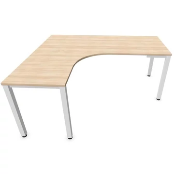 Irodai íróasztal 'L'-alakú, négyszögletes asztallábak, fehér, akác színű, bal, szélesség: 1800 x 1600 mm