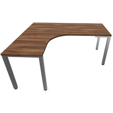 Irodai íróasztal 'L'-alakú, négyszögletes asztallábak, matt, dió színű, bal, szélesség: 1800 x 1600 mm