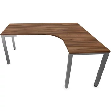 Irodai íróasztal 'L'-alakú, négyszögletes asztallábak, matt, dió színű, jobb, szélesség: 1800 x 1600 mm