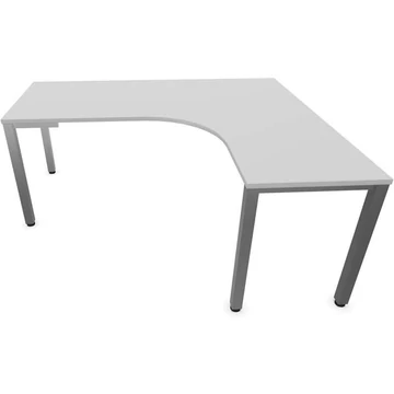 Irodai íróasztal 'L'-alakú, négyszögletes asztallábak, matt, világosszürke színű, jobb, szélesség: 1800 x 1600 mm