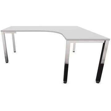 Irodai íróasztal 'L'-alakú, négyszögletes asztallábak, fényes, színe világosszürke, jobb, szélesség: 1800 x 1600 mm