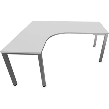 Irodai íróasztal 'L'-alakú, négyszögletes asztallábak, matt, világosszürke színű, bal, szélesség: 1800 x 1600 mm