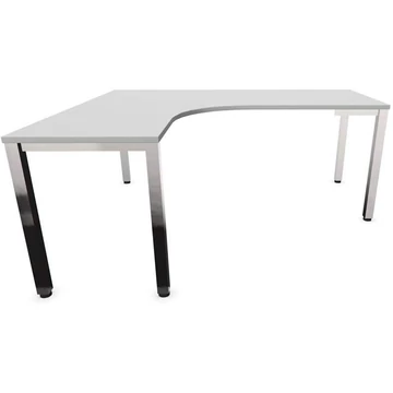 Irodai íróasztal 'L'-alakú, négyszögletes asztallábak, fényes, színe világosszürke, bal, szélesség: 1800 x 1600 mm