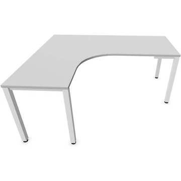 Irodai íróasztal 'L'-alakú, négyszögletes asztallábak, fehér, világosszürke színű, bal, szélesség: 1800 x 1600 mm