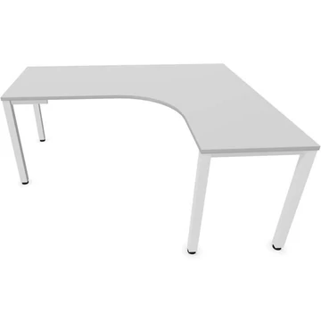 Irodai íróasztal 'L'-alakú, négyszögletes asztallábak, fehér, színe világosszürke, jobb, szélesség: 1800 x 1600 mm