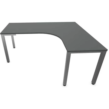 Irodai íróasztal 'L'-alakú, négyszögletes asztallábak, matt, sötétszürke színű, jobb, szélesség: 1800 x 1600 mm