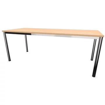 Irodai íróasztal, kerek asztallábak, fényes, juhar színű, szélesség x mélység: 2000 x 800 mm