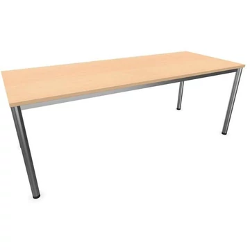 Irodai íróasztal, kerek asztallábak, matt, juhar színű, sz x mé: 2000 x 800 mm