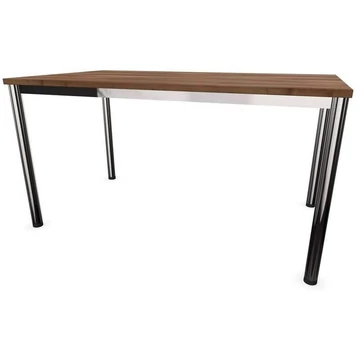 Irodai íróasztal, kerek asztallábak, fényes, dió színű, szélesség x mélység: 1400 x 800 mm