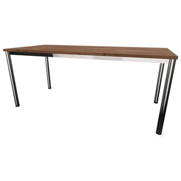 Irodai íróasztal, kerek asztallábak, fényes, dió színű, szélesség x mélység: 1800 x 800 mm