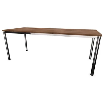 Irodai íróasztal, kerek asztallábak, fényes, dió színű, szélesség x mélység: 2000 x 800 mm