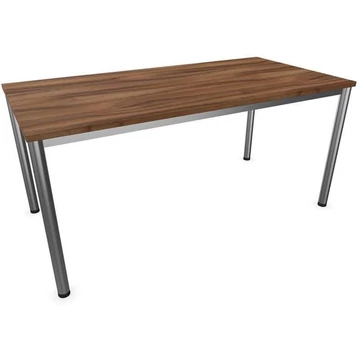 Irodai íróasztal, kerek asztallábak, matt, dió színű, szélesség x mélység: 1600 x 800 mm