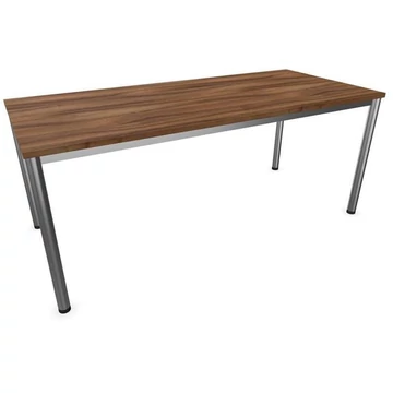 Irodai íróasztal, kerek asztallábak, matt, dió színű, szélesség x mélység: 1800 x 800 mm