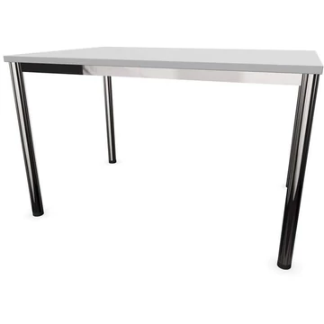 Irodai íróasztal, kerek asztallábak, fényes, színe világosszürke, sz x mé: 1200 x 800 mm