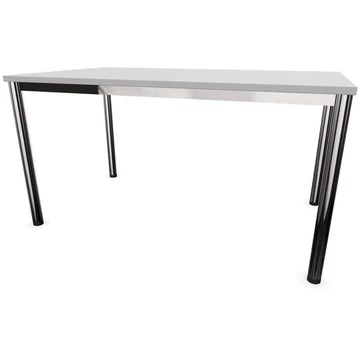 Irodai íróasztal, kerek asztal lábai, fényes, színe világosszürke, sz x mé: 1400 x 800 mm