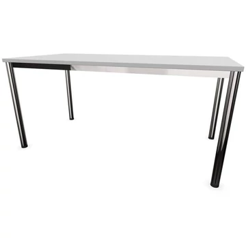 Irodai íróasztal, kerek asztallábak, fényes, színe világosszürke, sz x mé: 1600 x 800 mm