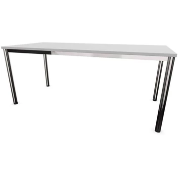 Irodai íróasztal, kerek asztallábak, fényes, színe világosszürke, sz x mé: 1800 x 800 mm