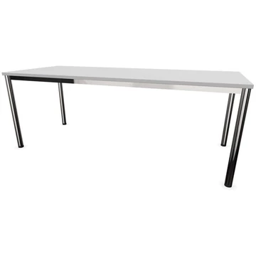 Irodai íróasztal, kerek asztallábak, fényes, színe világosszürke, sz x mé: 2000 x 800 mm