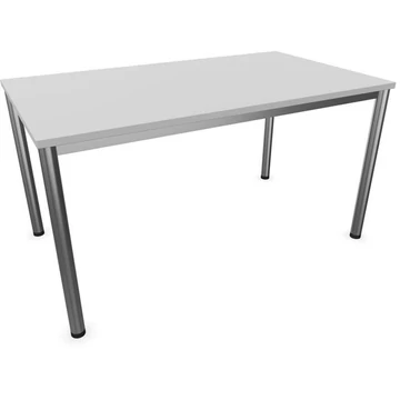 Irodai íróasztal, kerek asztallábak, matt, színe világosszürke, szélesség x mélység: 1400 x 800 mm