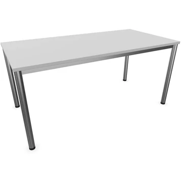 Irodai íróasztal, kerek asztallábak, matt, színe világosszürke, szélesség x mélység: 1600 x 800 mm