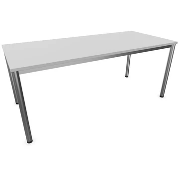 Irodai íróasztal, kerek asztallábak, matt, színe világosszürke, sz x mé: 1800 x 800 mm