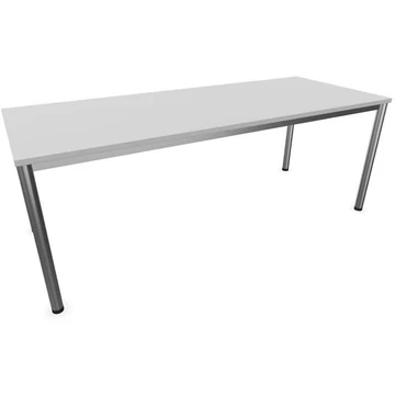 Irodai íróasztal, kerek asztallábak, matt, színe világosszürke, szélesség x mélység: 2000 x 800 mm
