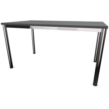 Irodai íróasztal, kerek asztallábak, fényes, színe sötétszürke, szélesség x mélység: 1400 x 800 mm