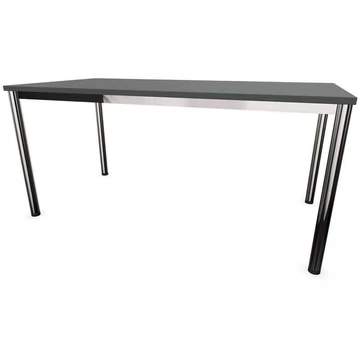 Irodai íróasztal, kerek asztallábak, fényes, színe sötétszürke, sz x mé: 1600 x 800 mm