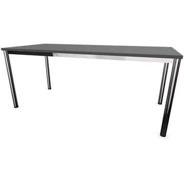 Irodai íróasztal, kerek asztal lábai, fényes, színe sötétszürke, sz x mé: 1800 x 800 mm