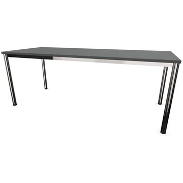 Irodai íróasztal, kerek asztal lábai, fényes, színe sötétszürke, sz x mé: 2000 x 800 mm