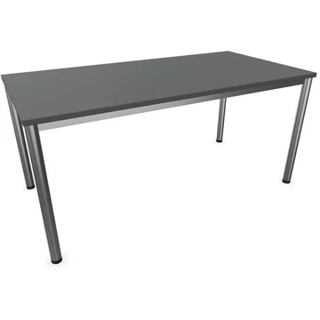 Irodai íróasztal, kerek asztallábak, matt, színe sötétszürke, sz x mé: 1600 x 800 mm