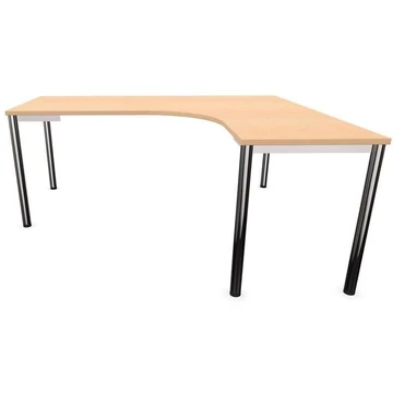 Irodai íróasztal 'L'-alakú, kerek asztallábak, fényes, juhar színű, jobb, szélesség: 1800 x 1600 mm