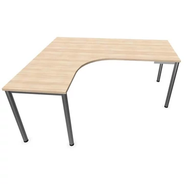 Irodai íróasztal 'L'-alakú, kerek asztallábak, matt, akác színű, bal, szélesség: 1800 x 1600 mm
