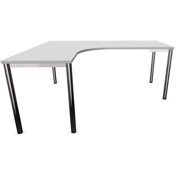 Irodai íróasztal 'L'-alakú, kerek asztallábak, fényes, színe világosszürke, bal, szélesség: 1800 x 1600 mm