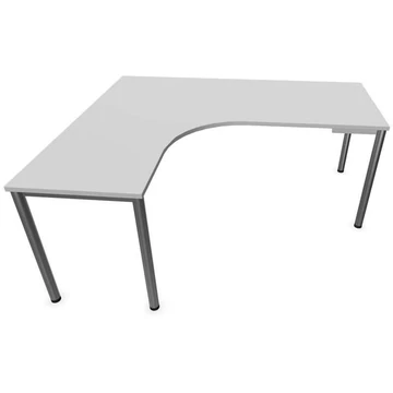 Irodai íróasztal 'L'-alakú, kerek asztallábak, matt, világosszürke színű, bal, szélesség: 1800 x 1600 mm