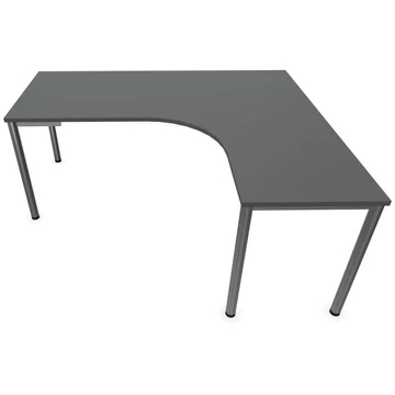 Irodai íróasztal 'L'-alakú, kerek asztallábak, matt, sötétszürke színű, jobb, szélesség: 1800 x 1600 mm