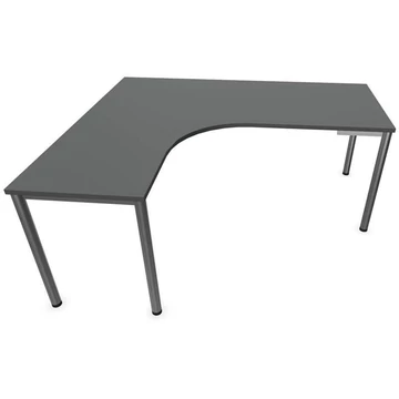 Irodai íróasztal 'L'-alakú, kerek asztallábak, matt, sötétszürke színű, bal, szélesség: 1800 x 1600 mm