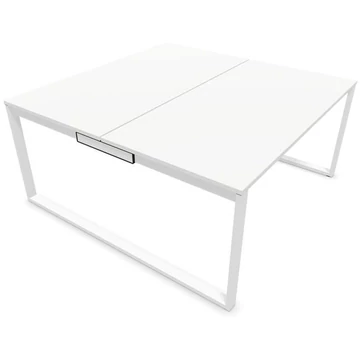 SQart íróasztal mindkét oldalon, fehér keret, fehér munkalap, szélesség x mélység: 1600 x 1600 mm