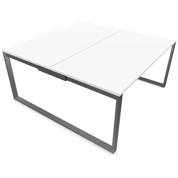 SQart íróasztal mindkét oldalon, fehér alumínium váz (RAL9006), fehér munkalap, szélesség x mélység: 1600 x 1600 mm