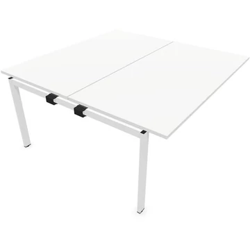 SQart íróasztal mindkét oldalon, csatlakozás, fehér keret, fehér munkalap, szélesség x mélység: 1600 x 1600 mm