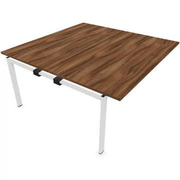 SQart íróasztal mindkét oldalon, csatlakozás, fehér keret, dió munkalap, szélesség x mélység: 1600 x 1600 mm