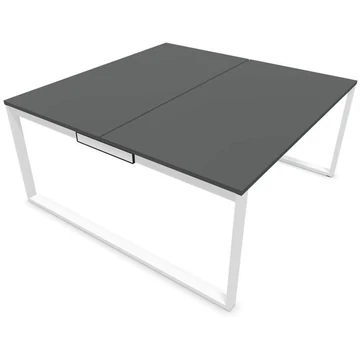 SQart íróasztal mindkét oldalon, fehér keret, sötétszürke munkalap, szélesség x mélység: 1600 x 1600 mm