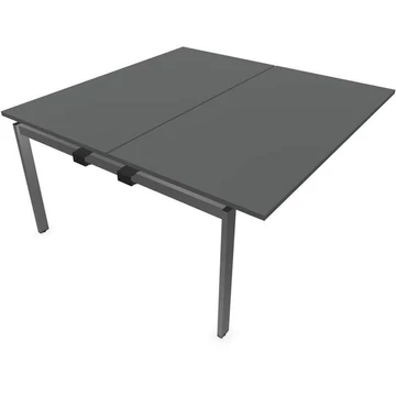 Irodai íróasztal SQart mindkét oldalon, csatlakoztassa, fehér alumínium keret (RAL9006), munkalap sötét szürke, szélesség x mélység: 1600 x 1600 mm