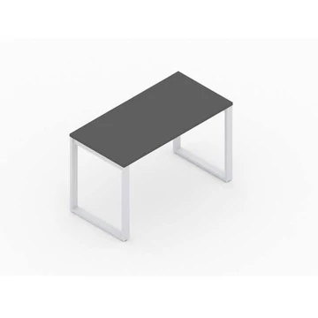 SQart íróasztal, fehér alumínium váz (RAL9006), sötétszürke munkalap, szélesség x mélység: 2000 x 800 mm