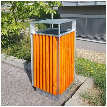 Fadobozokból készült szemetesdoboz védőtetővel, térfogata 65 l, magassága 940 mm