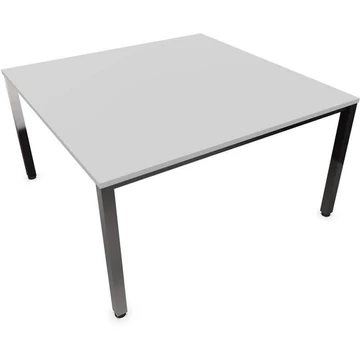 Tárgyalóasztal, színe világosszürke, szélesség x mélység: 1400 x 1400 mm, négyszögletes asztallábak, fényes